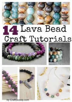 some bead crafts that include beads, bracelets and necklaces with the words lava bea