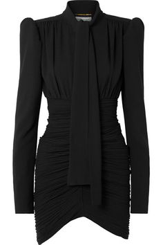 Modern Black Dress, Saint Laurent Dress, Leather Mini Dress, Crepe Dress, Classic Outfits, Ladies Dress Design, Dress Fashion, Mini Black Dress, A Black