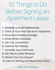 the 10 things to do before signing an apartment lease