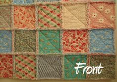 an old patchwork quilt with the words front on it