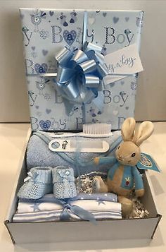 a baby boy gift set in a box