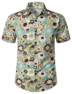 Trendy vintage style fully cotton Vintage Floral Short Sleeve Hawaiian Shirt is perfect for summer activities. Its lightweight breathable and comfy fabric with a regular fit. Machine wash no bleach low iron shirt. it's perfect for summer wardrobe collections for those looking for vacation daily leisure and party wear. Specification: 100% Cotton Lightweight, Breathable fabric with great comfort Regular fit Machine wash cold; Tumble dry low; Low iron; No bleach Perfect for summer activities such as vacation, leisure, sun beach, travel, concerts, streetwear, music festivals, and themed parties. Garments, especially those of cotton may see slight shrinkage after washing Size Chart: Spring Cotton Camp Shirt With Floral Print, Spring Floral Print Cotton Camp Shirt, Printed Short Sleeve Shirt With Relaxed Fit For Summer, Summer White Short Sleeve Cotton Shirt, Summer White Cotton Short Sleeve Shirt, White Cotton Short Sleeve Summer Shirt, Collared Cotton Hawaiian Shirt With Floral Print, Fitted Hawaiian Shirt For Summer Beach, Cotton Collared Hawaiian Shirt With Floral Print