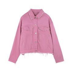 Model is 5ft 8.9''(175cm) tall, 122 lbs(55kg) weight and wearing a size L - Distressed- Collar - Chest-pocket- 2 colors Spring Cotton Denim Jacket With Side Pockets, Pink Denim Jacket With Pockets, Summer Pink Denim Jacket With Pockets, Pink Summer Denim Jacket With Pockets, Pink Denim Jacket With Pockets For Fall, Men's Winter Outfits, Spring Outfits Men, Men Spring, Skirt Y2k