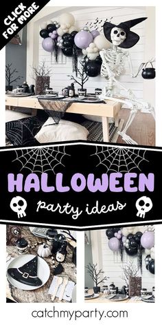 a halloween party with balloons and decorations