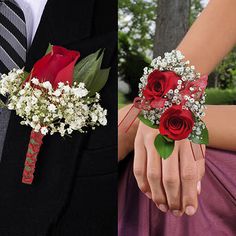 two pictures of the same bride and groom with flowers in their hands, one is holding her bouquet