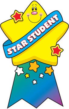 a star student badge with stars around it