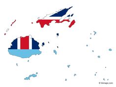 a map with the flag of iceland in blue and red on it's side