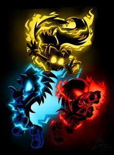 three different colored images of sonic the hedgehog and shadow the hedgehog from mario kart