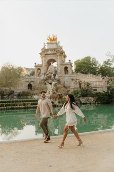 Engaged couple walking in front of the Ciutadella Park in Barcelona Destination Wedding Photographer, Washington Dc, Engagement Session, Engagement Photos, Destination Wedding, Wedding Photographer, Barcelona, Wedding Photographers, Couple Photos