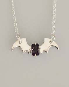 ✪ Limited Edition. Enjoy promotional pricing on Morticia bat necklace  Unleash your dark elegance and... Gothic Sterling Silver Necklaces For Parties, Elegant Sterling Silver Halloween Necklace, Elegant Sterling Silver Necklace For Halloween, Gothic Sterling Silver Jewelry For Halloween, Elegant Halloween Pendant Necklace, Bat Pendant, Bat Necklace, Gothic Elegance, Dark Elegance