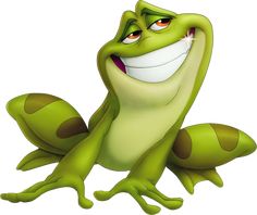 a cartoon frog sitting on the ground with its mouth open