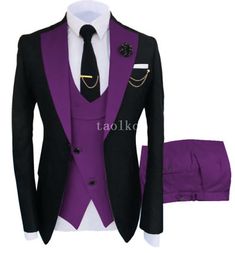 (eBay) Men's One Button Wedding Party Formal Dress Tailored Suits 3PCS Coat Vest Pants Semi-formal Fitted Sets With Buttons, Purple Tuxedo Suit For Wedding, Elegant Purple Suit With Suit Collar, Tailored Purple Suit For Party, Fitted Purple Suit For Formal Occasions, Fitted Purple Tuxedo For Semi-formal Occasions, Fitted Purple Tuxedo For Semi-formal Events, Fitted Purple Tuxedo For Party, Purple Notch Lapel Tuxedo For Formal Occasions