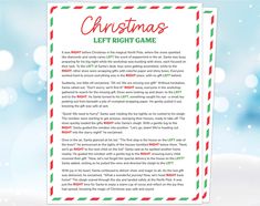 a christmas letter to the right game is shown in red, green and white letters