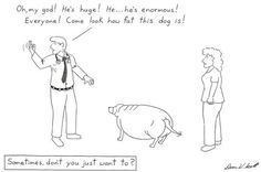 a man standing in front of a pig and another person holding his hand out to him