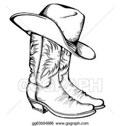 a cowboy hat and boots on a white background