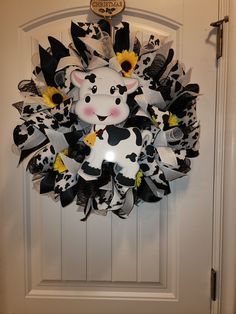 14inch cow wreath Cow Wreath Ideas, Cow Wreaths For Front Door, Cow Wreaths, Hospital Door Wreaths, Cow Wreath, Baby Wreath, Farm Nursery, Wreath Ideas, Western Decor