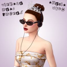 a woman wearing headphones and a tiara with stars on it's forehead