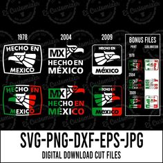 mexican flag stickers and decals on black background