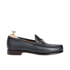 HORSEBIT LOAFERS IN NAVY RUSTICALF Classic Navy Loafers With Round Toe, Classic Navy Plain Toe Loafers, Navy Business Loafers With Round Toe, Classic Navy Loafers With Leather Sole, Classic Navy Boat Shoes With Round Toe, Navy Loafers With Leather Sole For Business, Navy Formal Loafers With Leather Sole, Navy Business Loafers With Leather Sole, Classic Navy Leather Shoes With Leather Sole