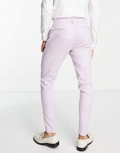 Suit pants by ASOS DESIGN Effort: made Regular rise Belt loops Side pockets Super-skinny fit Fitted Purple Tapered Leg Bottoms, Fitted Purple Tapered Leg Pants, Elegant Fitted Lavender Bottoms, Spring Lavender Fitted Bottoms, Fitted Lavender Bottoms For Work, Lavender Bottoms For Spring Workwear, Asos Wedding, Suit Trousers, Suit Pants