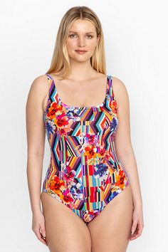 The Summer Stripes Tank suit One Piece offers a fresh take on a traditional swimwear silhouette. Featuring a scoop neckline at both the front and back finished with adjustable shoulder straps, this bold suit is embellished with vibrant color and eye-catching patterns. Pair with the Summer Stripe Sarong for a poolside brunch date. Johnny Was Women's Summer Stripes blue Tank Topsuit One Piece, Size 2XL Scoop Neck Swimwear For Spring Pool Occasions, Scoop Neck Swimwear For Spring Pool, Spring Scoop Neck Swimwear For Pool, Poolside Brunch, Brunch Date, Boho Chic Outfits, Lace Button, Summer Stripes, Women's Blouses