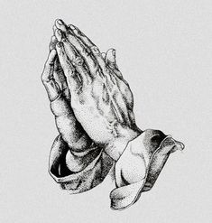 a drawing of two hands folded in the air with their palms together, praying or holding something