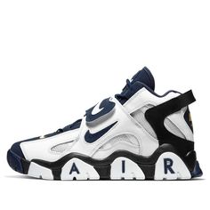 Nike Air Barrage Low 'White Blue' CD7510-100 - KICKS CREW Nike Air Barrage Low, Nike Air Barrage Mid, Nike Air Barrage, Nike Vans, Mens Basketball Shoes, Nike Air Shoes, Sports Pictures, Mid Top, Navy Gold