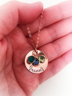 "Birthstone jewelry is timeless, so it makes the perfect keepsake! It will be Grandma's favorite little conversation piece, because who doesn't like to talk about their grandchildren? ---------------------------------------------------------------------------------------------------- YES, YOU CAN ADD MORE BIRTHSTONES TO THIS NECKLACE AS YOUR FAMILY GROWS! :) https://www.etsy.com/listing/102017974/add-on-birthstone-charm-please-do-not?ref=shop_home_active_3&crt=1 ----------------------------- Personalized Green Round Pendant Necklace, Adjustable Nickel Free Birthstone Necklace For Mother's Day, Personalized Round Pendant Necklace For May Birthstone, Nickel Free Round Birthstone Necklace For Gift, Personalized May Birthstone Necklace In Spiritual Style, Personalized Round Pendant Necklace With May Birthstone, Nickel-free Round Birthstone Necklace For Gift, Round Pendant Necklace With Birthstone For Keepsake, Oval Birthstone Necklace Keepsake