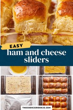 ham and cheese sliders with text overlay