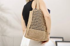 "Straw Beach Bag, Raffia Bag, Crochet Purse Bag, Natural Handbag, Raffia Tote Bag, Hand Knit Beach Bag, Black Raffia Tote Features: 100% Eco-Friendly Raffia Yarn Without Lining & Pocket Dimensions, Brown Natural Color: 35x30 cm. / 13.5\"x12\" Width: 8cm. / 3\" Strap size:  100% Eco-Friendly Raffia Yarn Brown Raffia Yarn Without Lining & Pocket Black Color: 30x30 cm. / 12\"x12\" Strap size: 20cm. / 7\" 100% Eco-Friendly Raffia Yarn Black Raffia Yarn Without Lining & Pocket **Fractions rounded up Vacation Knitted Straw Tote Bag, Knitted Straw Tote Bag For Vacation, Rectangular Knitted Straw Bag For Summer, Summer Rectangular Knitted Straw Bag, Knitted Straw Bag For Summer Beach, Summer Beach Knitted Straw Bag, Knitted Straw Bag For Summer Vacation, Natural Colored Knitted Travel Bag, Rectangular Knitted Straw Bag For Travel