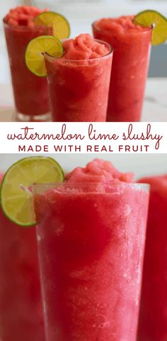 watermelon lime slushy made with real fruit is the perfect summer drink