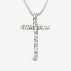 The Traditional Cross Pendant Classic Diamond White Cross Necklace, Classic Diamond Cross Necklace In Diamond White, Classic Cross Necklace With Diamond Accents, Classic Diamond White Diamond Cross Necklace, Diamond Cross Necklace With Brilliant Cut, Diamond White Brilliant Cut Cross Necklace, Classic Diamond White Crucifix Cross Necklace, Diamond White Diamond Cross Necklace, Diamond White Diamond Cross Necklace For Anniversary