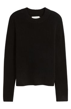 A merino-wool-and-yak blend keeps the feeling warm and fuzzy in this crewneck sweater. Crewneck Long sleeves Ribbed cuffs and hem 59% wool, 25% yak, 14% polyamide, 2% elastane Dry clean Imported Black Cashmere Sweater For Fall, Cozy Black Cashmere Sweater, Fabric Gift Bags, Nordstrom Store, Fabric Gifts, Fitted Sweater, Free Fabric, Sweater Knit, Black Fits