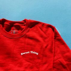 Sweet Thing Sweatshirt | REDWOLF | Vintage Inspired Jewellery & Accessories { Red T-shirt For Fall Loungewear, Red T-shirt For Loungewear In Fall, Red Crew Neck Sweatshirt With Relaxed Fit, Red Cotton Crew Neck Sweater, Red Relaxed Fit Crew Sweatshirt, Red Sporty Sweatshirt With Relaxed Fit, Red Relaxed Fit Sporty Sweatshirt, Red Cotton Sweatshirt With Graphic Print, Red Crew Sweatshirt With Letter Print