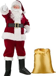 Santa Outfit For Women, Beard Wig, Red And White Outfits, Red Velvet Jacket, Santa Claus Outfit, Costume For Men