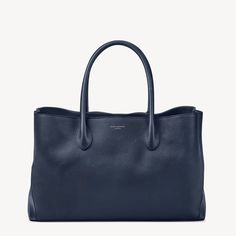 The London Tote in Navy Pebble | Aspinal of London Luxury Everyday Satchel With Dust Bag, Classic Pebbled Leather Shoulder Bag With Handle Drop, Luxury Everyday Bags, Luxury Structured Shoulder Bag With Smooth Grain, Modern Satchel With Smooth Grain And Double Handle, Modern Satchel With Double Handle And Smooth Grain, Everyday Luxury Soft Leather Rectangular Shoulder Bag, Classic Tote Satchel With Removable Pouch, Classic Pebbled Leather Bag