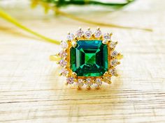 14k solid gold lab emerald ring, Square cut emerald solitaire ring, gemstone ring, dainty emerald ring, wedding ring, designer ring, delicate ring Rose/White/Yellow Gold 14k Stone: Lab Emerald Size 3ct Natural Diamond ; I J ,SI1 925 Sterling Silver With American Diamond Chat with us on: classycarat@gmail.com Important to note: * Since everything is unique and made to order sizes of stones and metal weights may vary slightly * Custom order accept * Other stones and size available Formal Green Emerald Ring With Halo Design, Formal Green Birthstone Ring With Halo Setting, Green Sapphire Ring With Halo Setting For Formal Events, Green Sapphire Ring With Halo Setting For Formal Occasions, Yellow Gold Emerald Halo Ring, Formal May Birthstone Emerald Ring With Halo Setting, Formal Emerald Cluster Ring For May Birthstone, Formal Emerald Halo Ring For May Birthstone, Green Emerald Ring With Halo Design For Promise