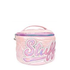 Secure your 'STUFF' in a tint of pastel pink! This puffer glam bag, embellished with a radiant retro-inspired patch and metallic finish, is perfect for stacking on your sink or storing in your suitcase. Measures Approx. - 5.50”H x 7.50”W x 7.50”D Trendy Pink Cosmetic Bag For Storage, Downtown Raleigh, Glam Bag, Train Case, Makeup Brands, Drive In, Ladies Boutique, Retro Inspired, Lifestyle Brands