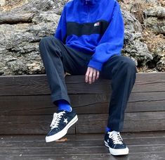 Blue Outfits Men, Blue Shoes Outfit, Aesthetic Clothes Men, Shoe Outfits, Black Outfit Men, Outfits 2000s, Scene Outfits