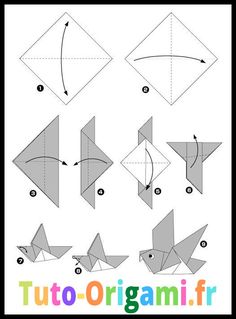 how to make an origami bird with pictures on the front and back side