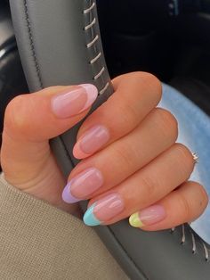 Gel Nails French, Simple Gel Nails, French Tip Acrylic Nails, Summer Acrylic Nails, Easter Nails