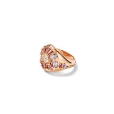 Approximately 0.4 cts of white diamond with tanzanite, andalusite Shown here in recycled 20k rose gold Made in USA Made to order. Ships in 2-3 weeks. Available by special order in 18K yellow gold or 18K white gold; please contact us at sales@nakarmstrong.com to assist with your order. Baguette Diamonds, Baguette Diamond, Signature Collection, Half Moon, Ring Necklace, White Diamond, 3 Weeks, Ring Earrings, Sale Items