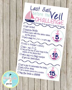 the last sail before the veil challenge printable is shown on a wooden background with a sticker