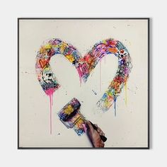 Gesture Heart Graffiti Art Heart Graffiti Painting Heart Graffiti Wall Art Heart Pop Art Colorful Canvas Paintings, Street Art Love, Graffiti Heart, Colorful Oil Painting, Minimalist Painting