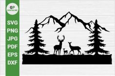 deer and doe in the woods svg file