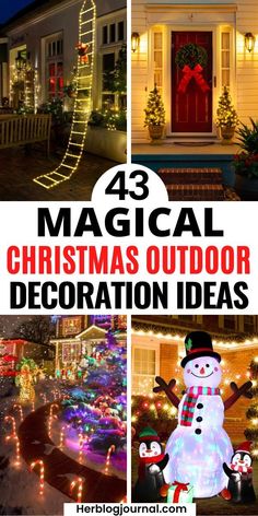 Christmas outdoor decorations for front yard Outdoor Yard Christmas Lights, Front Yard Christmas Decorations Ideas Diy, Front Yard Decorations For Christmas, Christmas Lights House Ideas, Christmas Outdoor Ideas Yard Decorations, Outdoor Christmas Lighting Ideas Houses, Diy Christmas Light Decorations Outdoor, Christmas Light Yard Ideas, Christmas Lawn Decor Ideas