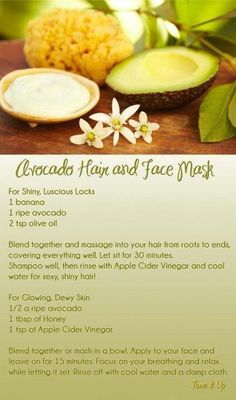 Avocado Hair, Diy Kosmetik, Beauty Remedies, Natural Beauty Tips, Beauty Recipe, Homemade Beauty Products, Diy Natural Products, Health And Beauty Tips, Tone It Up