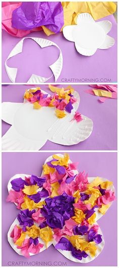 paper plate crafts with flowers on them