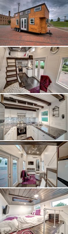 the inside and outside of a tiny house