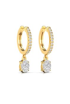 Item Code ER-5 Metal Type Yellow Gold Metal Karat 18 kt Diamond Natural Diamond Shape Round & Oval (Illusion) Diamond Ct 1.30 ct Diamond Color FG Diamond Clarity VS Earring Length 25.7 mm Earring Width 5.5 mm Introducing the round and oval illusion cut diamond gold hoop earring, a timeless and elegant pair of earrings that are sure to make a lasting impression. These earrings feature an round and oval hoop design, with round and oval illusion cut natural diamonds elegantly set in a polished 18K Yellow Gold Oval Hoop Earrings With Vvs Clarity, Yellow Gold Oval Huggie Earrings Fine Jewelry, Oval Diamond Earrings In Yellow Gold With Vvs Clarity, Yellow Gold Oval Earrings, Yellow Gold Oval Halo Earrings, Oval Diamond Huggie Earrings Fine Jewelry, Diamond Oval Huggie Earrings Fine Jewelry, Fine Jewelry Oval Huggie Earrings With Prong Setting, White Gold Hoop Earrings